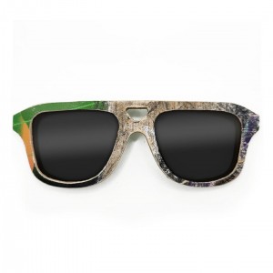 Aviator Style Recycled Wooden Skateboard Glasses