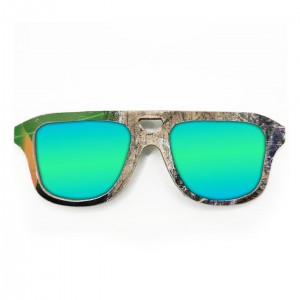 Aviator Style Recycled Wooden Skateboard Glasses